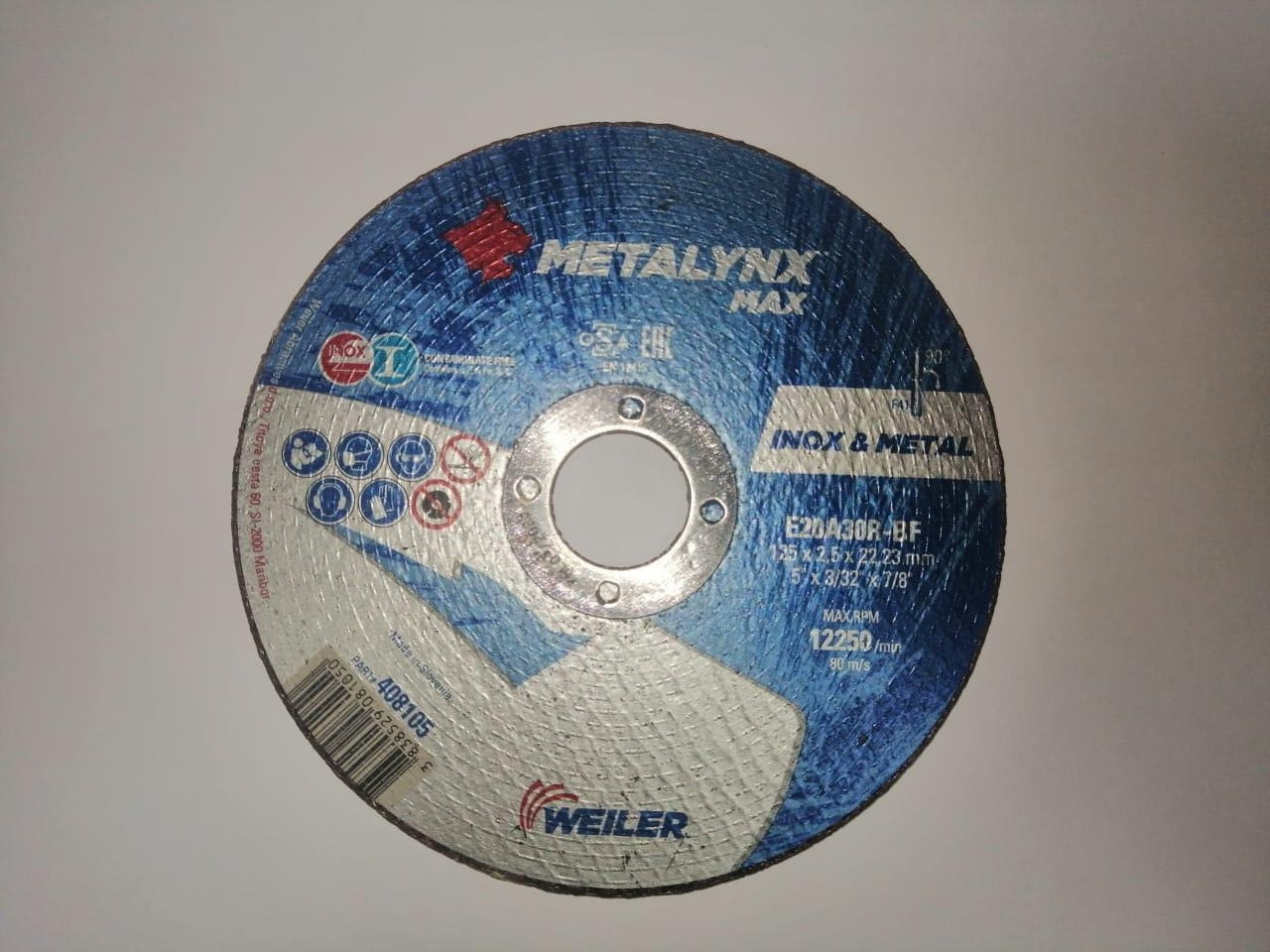 Круг отрезной Inox&Metal 125 х 2,5 х 22,23 Metalynx MAX E20A30R-BF (Weiler Abrasives, Slovenija)