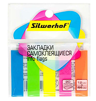Стикер-индекс SILWERHOF 44х12 мм, пластиковые 5 цв х 20 листов
