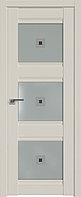 Дверь межкомнатная 4U Магнолия Сатинат, Узор матовое с коричневым фьюзингом(квадрат), 700