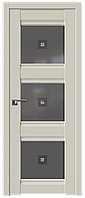 Дверь межкомнатная 4U Магнолия Сатинат, Узор графит с прозрачным фьюзингом(ромб), 600