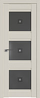 Дверь межкомнатная 4U Магнолия Сатинат, Узор графит с прозрачным фьюзингом(квадрат), 800