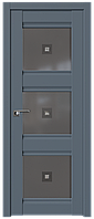 Дверь межкомнатная 4U Антрацит, Узор графит с прозрачным фьюзингом(квадрат), 600