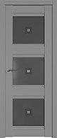 Дверь межкомнатная 4U Манхэттен, Узор графит с прозрачным фьюзингом(квадрат), 600