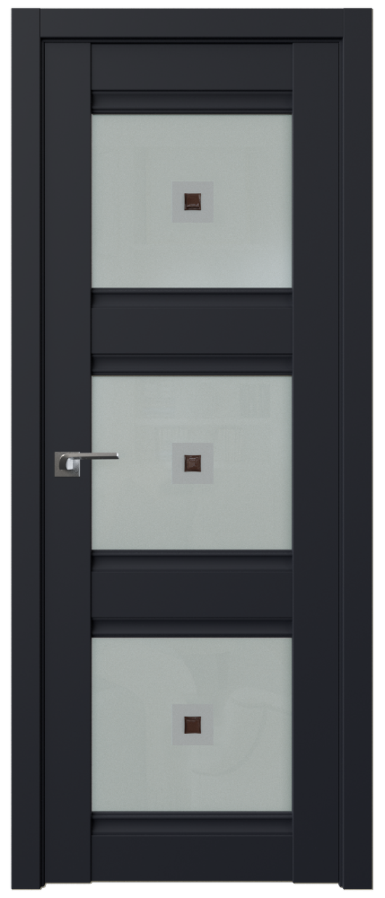 Дверь межкомнатная 4U Черный матовый, Узор матовое с коричневым фьюзингом(квадрат), 800 - фото 1 - id-p79504710