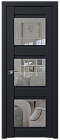 Дверь межкомнатная 4U Черный матовый, Узор графит с прозрачным фьюзингом(ромб), 600