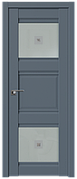 Дверь межкомнатная 6U Антрацит, Узор матовое с прозрачным фьюзингом(квадрат), 800
