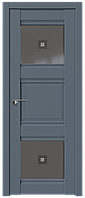 Дверь межкомнатная 6U Антрацит, Узор графит с прозрачным фьюзингом(ромб), 600