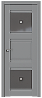 Дверь межкомнатная 6U Манхэттен, Узор графит с прозрачным фьюзингом(ромб), 600