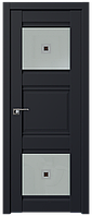 Дверь межкомнатная 6U Черный матовый, Узор матовое с коричневым фьюзингом(квадрат), 800