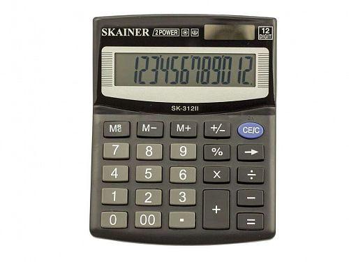 Калькулятор настольный SKAINER "312II" 12 разрядный черный