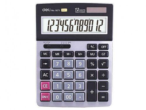 Калькулятор настольный DELI "1671" 12 разрядный серый