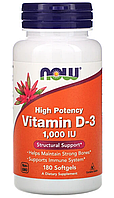 Витамин D-3, высокоактивный от Now Foods, 1000 МЕ, 180 капсул