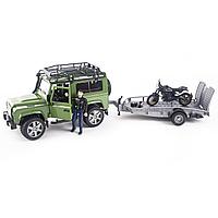 Bruder Игрушечный Внедорожник Land Rover Defender с прицепом мотоцикл Ducati (Брудер 02-598)