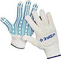 Перчатки трикотажные ЗУБР L-XL, 10 класс, х/б, защита от скольжения (11390-K10)