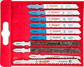 Набор полотен для эл/лобзика ЗУБР по дереву и металлу EU-хвост., пласт.бокс, 10 шт. (15586-H10)