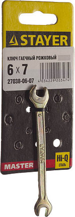 Ключ гаечный STAYER 6х7 мм, оцинкованный, рожковый (27038-06-07), фото 2
