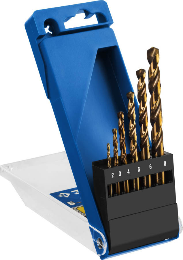 Набор сверл по металлу ЗУБР 6 шт. (Ø 2-8 мм), класс A, сталь Р6М5 (29626-H6)