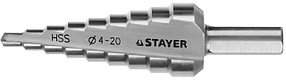 Сверло ступенчатое STAYER 4-20 мм, 9 ступеней, HSS (29660-4-20-9)