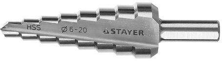 Сверло ступенчатое STAYER 6-28 мм, 8 ступеней, HSS (29660-6-20-8), фото 2