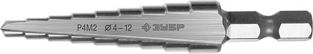 Сверло ступенчатое ЗУБР 4-12 мм, 9 ступеней, Р4М2 (29665-4-12-9), фото 2