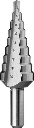 Сверло ступенчатое ЗУБР 4-20 мм, 9 ступеней, Р6М5, серия "Профессионал" (29670-4-20-9_z01), фото 3