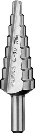 Сверло ступенчатое ЗУБР 6-20 мм, 8 ступеней, Р6М5, серия "Профессионал" (29670-6-20-8_z01), фото 2