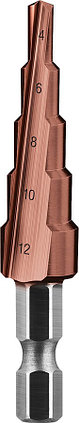 Сверло ступенчатое ЗУБР 4-12 мм, 9 ступеней, кобальтовое покрытие, серия "Профессионал" (29672-4-12-5_z01), фото 2