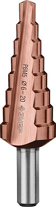 Сверло ступенчатое ЗУБР 6-20 мм, 8 ступеней, кобальтовое покрытие, серия "Профессионал" (29672-6-20-8_z01), фото 2