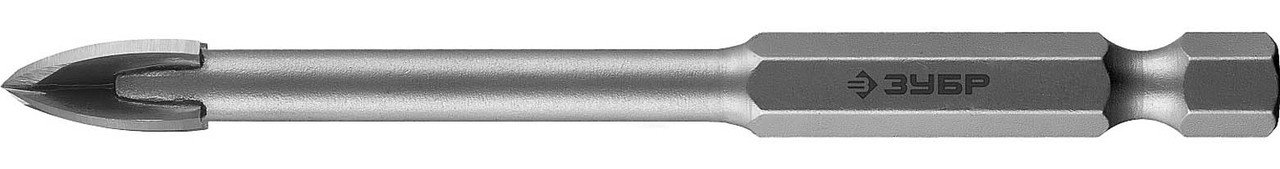 Сверло по стеклу и кафелю ЗУБР 8 мм, 4-х резцовый, длина 85 мм, шестигранный хвостовик (29845-08_z01)