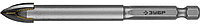 Сверло по стеклу и кафелю ЗУБР 12 мм, 4-х резцовый, длина 95 мм, шестигранный хвостовик (29845-12_z01)