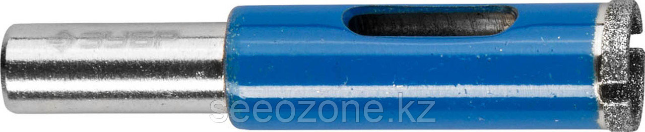 Сверло трубчатое по стеклу и кафелю ЗУБР Ø12 мм, Р 100, алмазное, серия "Профессионал" (29860-12)