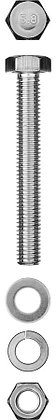 Болт с шестигранной головкой ЗУБР M6 x 70 мм, 6 шт.,  с гайкой, шайбой, шайбой пружинной (303436-06-070), фото 2