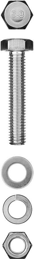 Болт с шестигранной головкой ЗУБР M8 x 40 мм, 4 шт.,  с гайкой, шайбой, шайбой пружинной (303436-08-040)