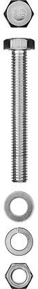 Болт с шестигранной головкой ЗУБР M10 x 80 мм, 2 шт.,  с гайкой, шайбой, шайбой пружинной (303436-10-080), фото 2