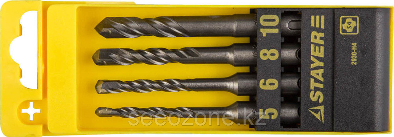 Набор буров по бетону STAYER 4 шт, 5,6,8,10 мм, SDS-Plus (2930-H4)