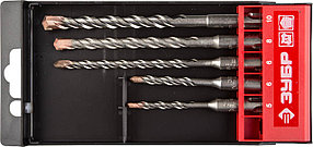 Набор буров по бетону ЗУБР 5 шт.: 5, 6, 8, 10 мм, SDS-plus (29314-H5)