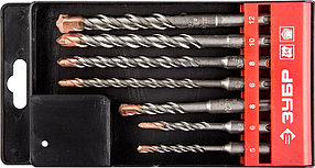 Набор буров по бетону ЗУБР 7 шт.: 5, 6, 8, 10, 12 мм, SDS-Plus, серия "Профессионал" (29314-H7)