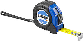 Рулетка СИБИН 3 м х 16 мм, обрезиненный пластиковый корпус (34019-03-16)