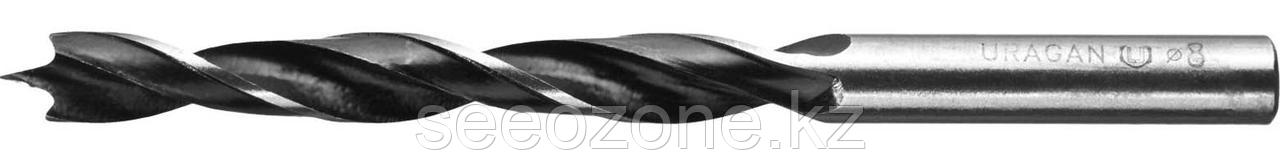 Набор спиральных сверл по дереву URAGAN 8 шт, 3-4-5-6-7-8-9-10 мм (29419-H8)
