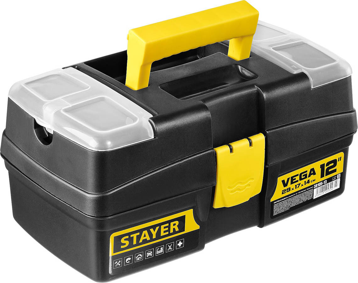 Ящик для инструментов VEGA-12, STAYER 290 x 170 x 140 мм (12"), пластиковый (38105-13_z03)