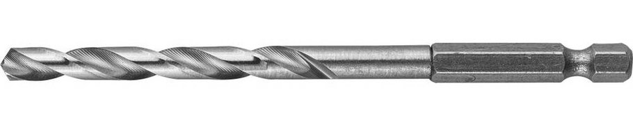 Сверло спиральное по металлу ЗУБР Ø 5 x 104 мм, НЕХ 1/4", класс A, Р6М5 (29623-104-5), фото 1