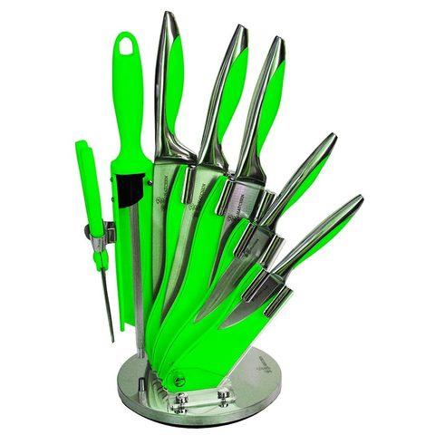 Набор стальных ножей с литыми рукоятями на подставке HATCHEN {8 предметов} (Салатовый) - фото 1 - id-p70216223
