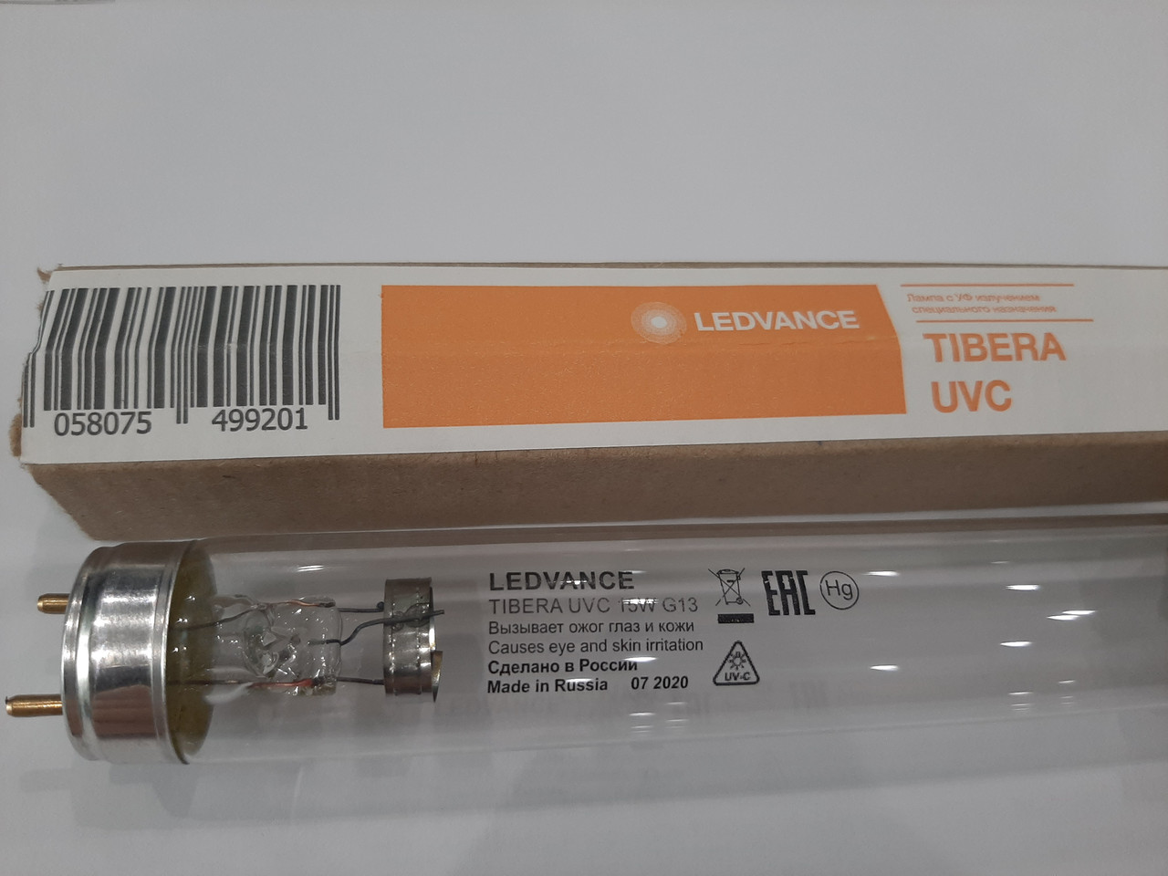 Лампа бактерицидная с УФ-С излучением TIBERA UVC T8 15W G13 LEDVANCE - фото 1 - id-p79536862