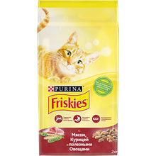 04777 Friskies, Фрискис сухой корм для кошек, мясо, курица, овощи, уп.2кг.