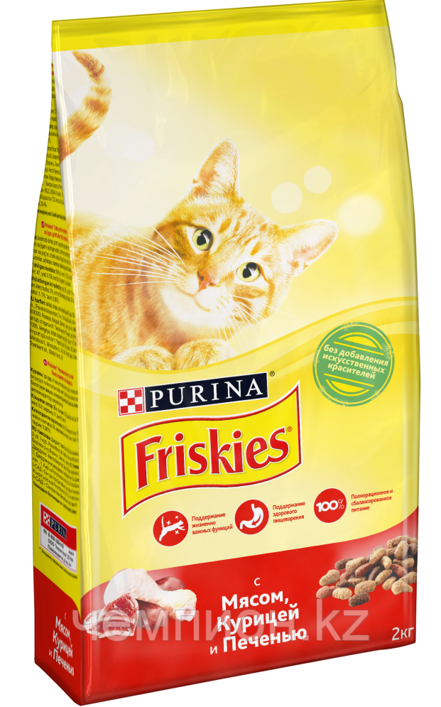 04937 Friskies, Фрискис сухой корм для кошек, мясное ассорти: мясо, курица, печень, уп. 2кг.