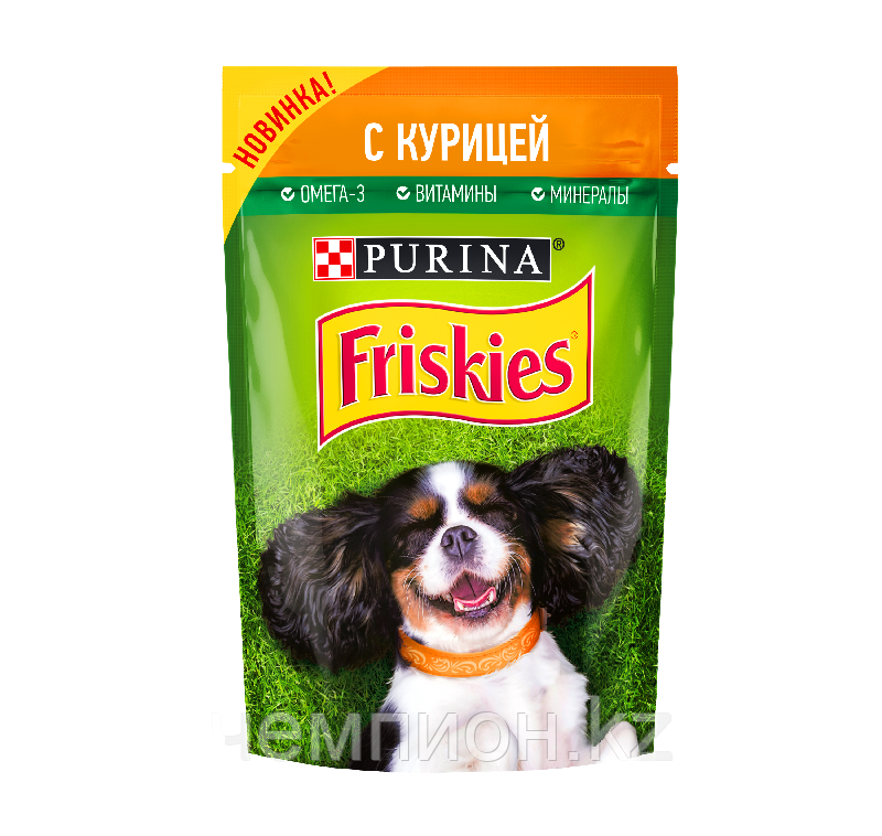 31709 Friskies, Фрискис, влажный корм для собак, кусочки с курицей в подливе, уп.24*85гр.