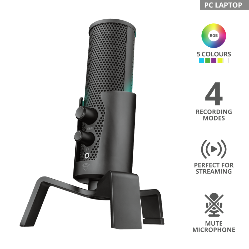 Студийный USB-микрофон Trust GXT 258 Fyru 4 in 1 Streaming