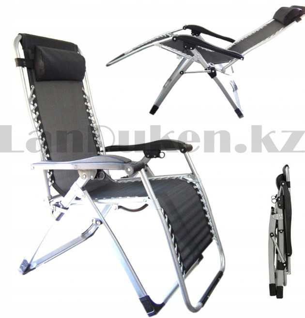 Кресло шезлонг складной усиленный каркас с подголовником, подлокотниками и подставкой для телефона и стакана - фото 7 - id-p79551926