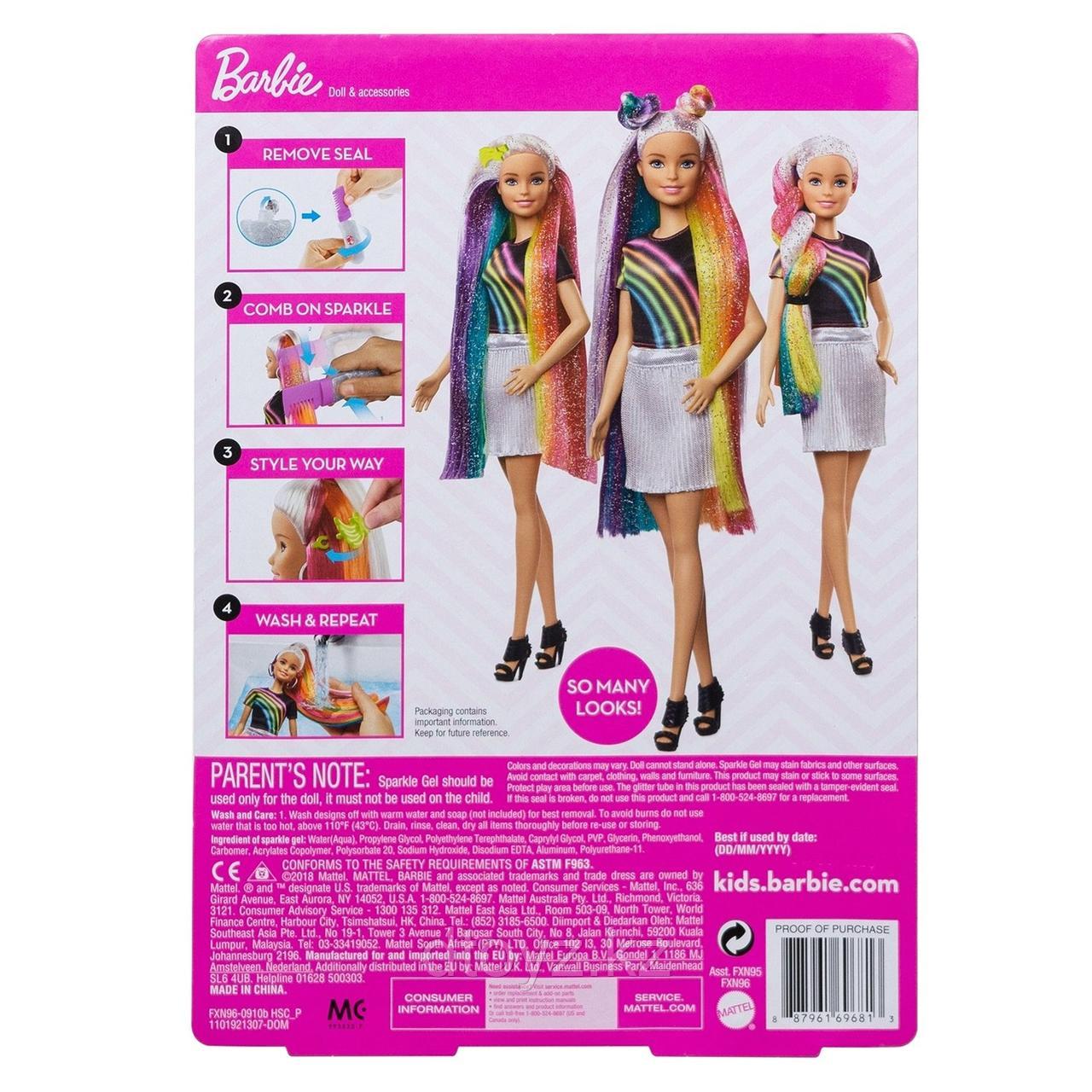 Barbie с радужной мерцающей прической FXN96 - фото 2 - id-p79552896
