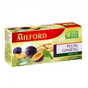 Зелёный чай Milford слива-женьшень, 20 пакетиков